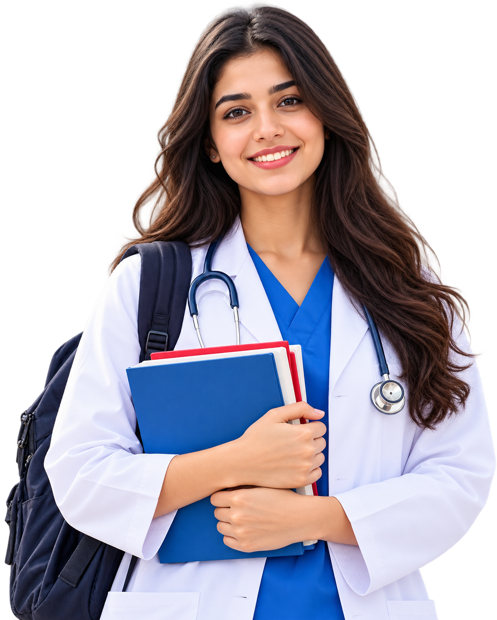Medical student with books